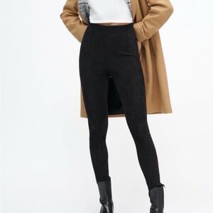 Zara Faux Suede Leggings in Black